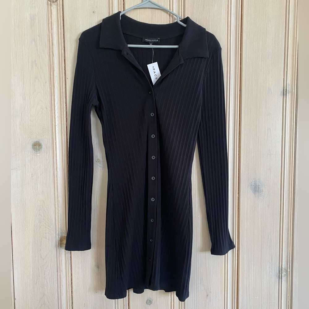 NWT Kendall & Kylie Black Long Sleeve Sweater Dress